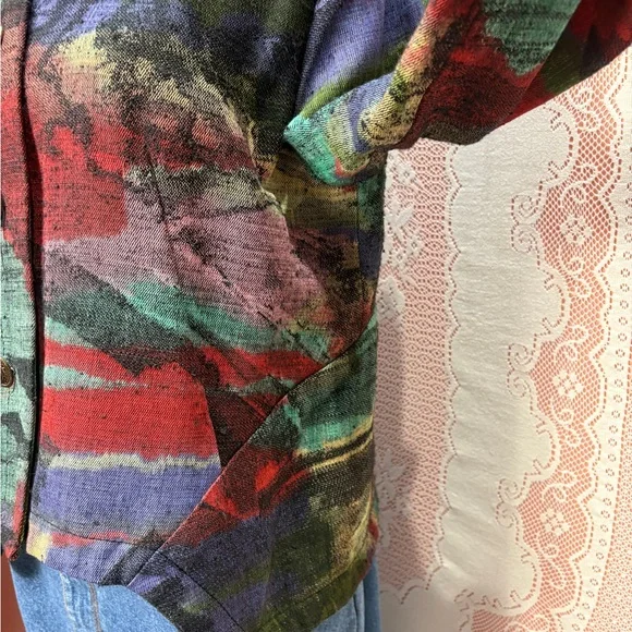 Vintage 90s Abstract Art Button Jacket Sz M/Lg - Picture 8 of 8